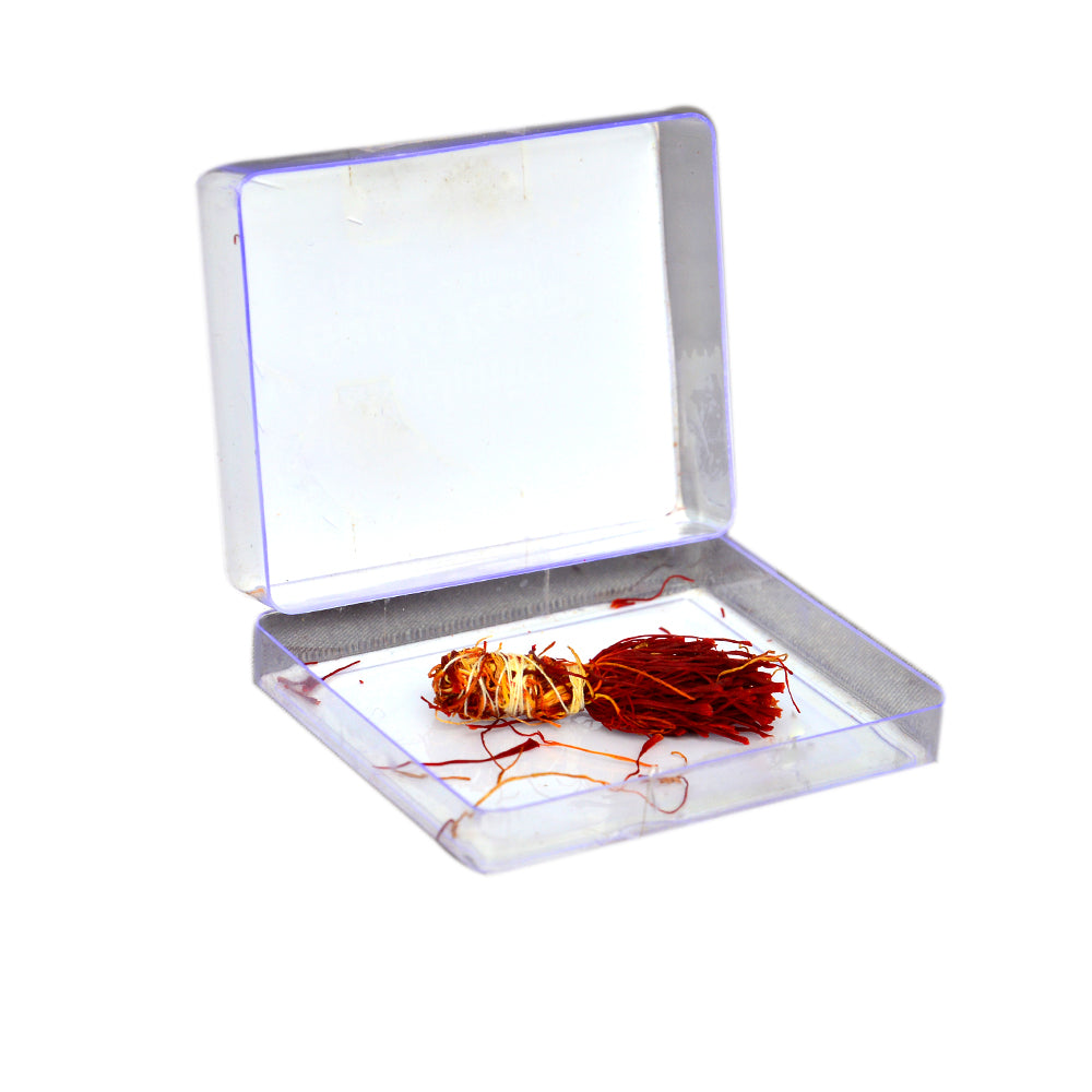 Pure Kashmiri Guchi Saffron with Roots โ Open Box Showing Fresh, high-quality saffron threads and preserved roots.